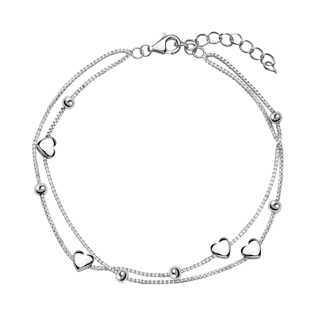 YES Bransoletka srebrna - serca - Night Sky