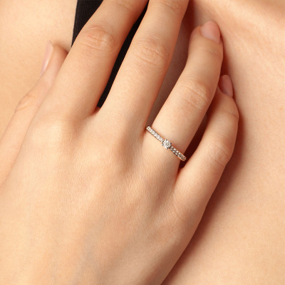 Pierścionek złoty z diamentami - 0,24 ct - Éternel 