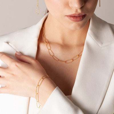 Bransoletka srebrna pozłacana - Chains