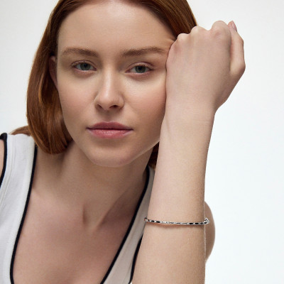 Bransoletka srebrna pozłacana sztywna - Scarlet