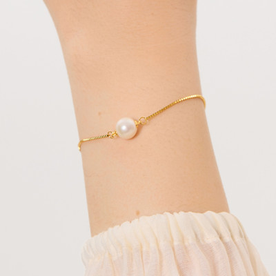 Bransoletka srebrna pozłacana z perłą - Pearls