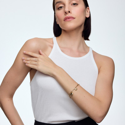 Bransoletka złota - serca - Chains