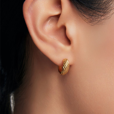 Kolczyki srebrne pozłacane - koła - 1,3 cm - Simple 