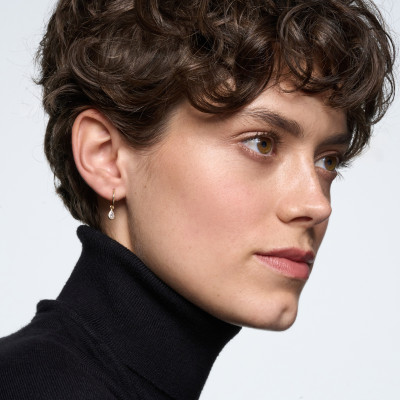 Kolczyki złote z cyrkoniami - 2 cm - Mini