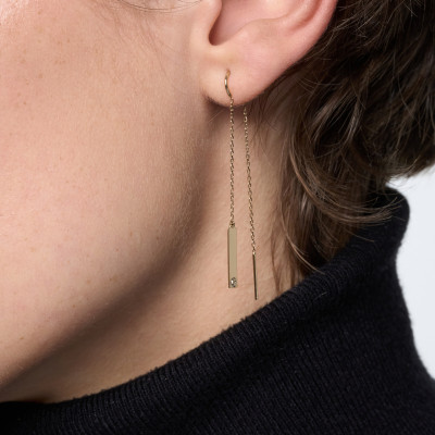 Kolczyki złote przeciągane z diamentami