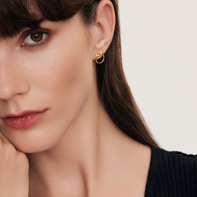 Kolczyki srebrne pozłacane - koła - 1,3 cm - Simple