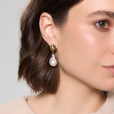 Kolczyki srebrne pozłacane z perłami - Pearls
