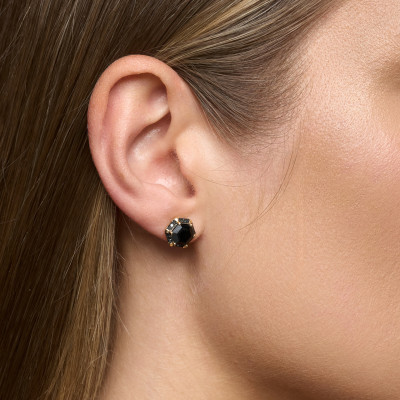 Kolczyki złote z onyksami i czarnymi diamentami - Midnight