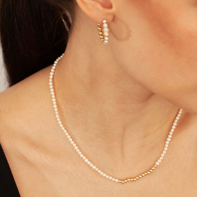 Naszyjnik złoty z perłami - Pearls 