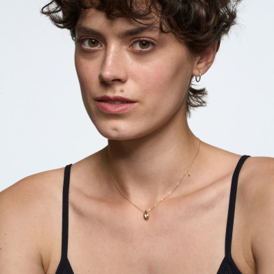 Naszyjnik złoty ze żłobieniami - łezka