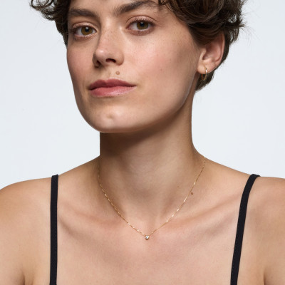 Naszyjnik złoty z diamentem YES Hearts & Arrows - 0,20 ct - Valentine 