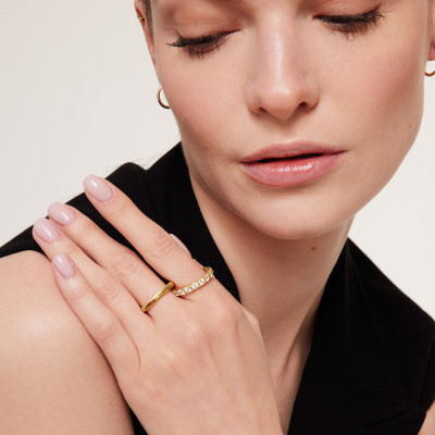 Pierścionek srebrny pozłacany - Simple 