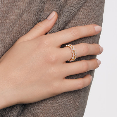 Pierścionek srebrny z perłami i cyrkoniami - Pearls of Sky