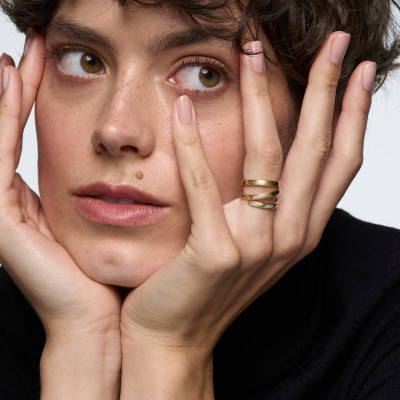 Pierścionek złoty potrójny - La Prima 