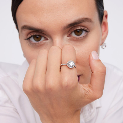Pierścionek z białego złota z diamentami H/SI - 1,00 ct - Metropolitan