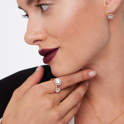 Pierścionek z różowego złota z diamentami H/SI - 0,33 ct - Metropolitan