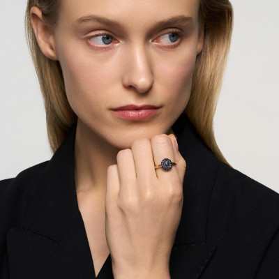 Pierścionek złoty z szafirami - Kolekcja Wiktoriańska 