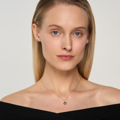 Zawieszka złota z czarnymi diamentami - serce