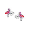 Kolczyki srebrne pokryte kolorową emalią - flamingi - Mini