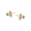 Kolczyki srebrne pozłacane pokryte błękitną emalią z cyrkoniami - kwiaty - Flora