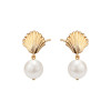 Kolczyki srebrne pozłacane z perłami - muszle - Pearls 