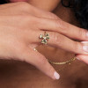 Pierścionek złoty z cyrkoniami - kwiaty - Femini