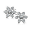 Kolczyki srebrne z cyrkoniami - kwiaty - Unique 