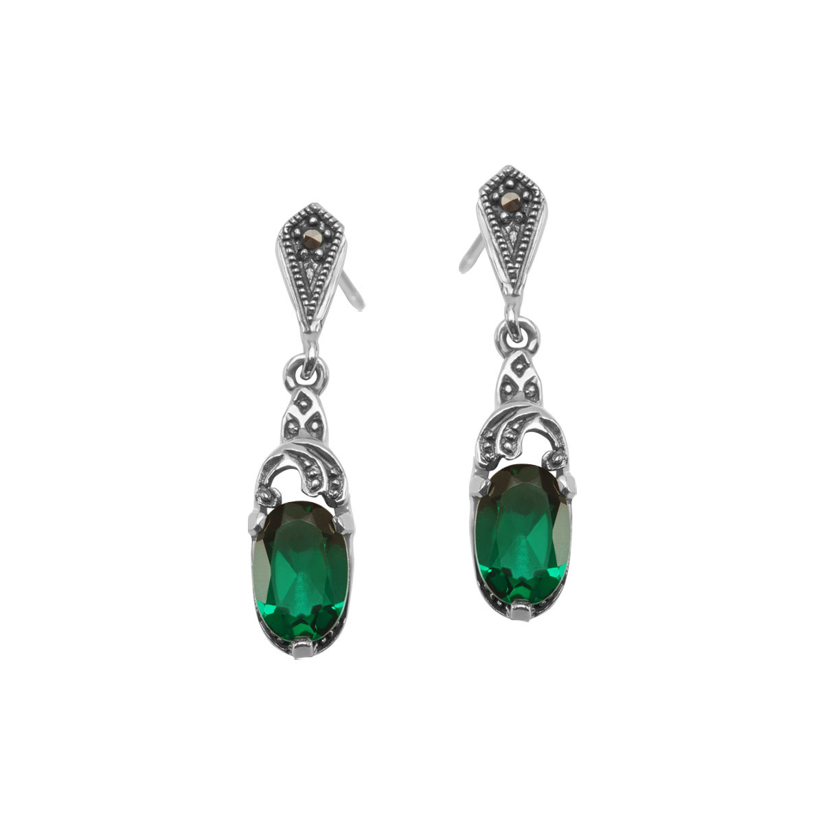 アクセサリー KISAMA092 Kolczyki wiszące srebrne z markazytami i kwarcem - Markazyty