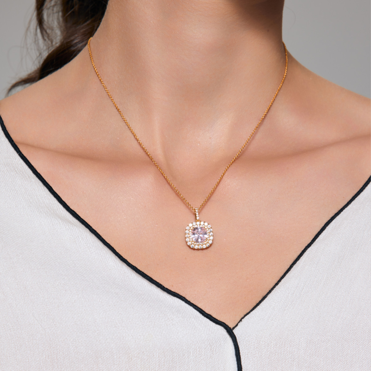 a.y♡ Naszyjnik srebrny pozłacany z cyrkoniami - Scarlet Dream