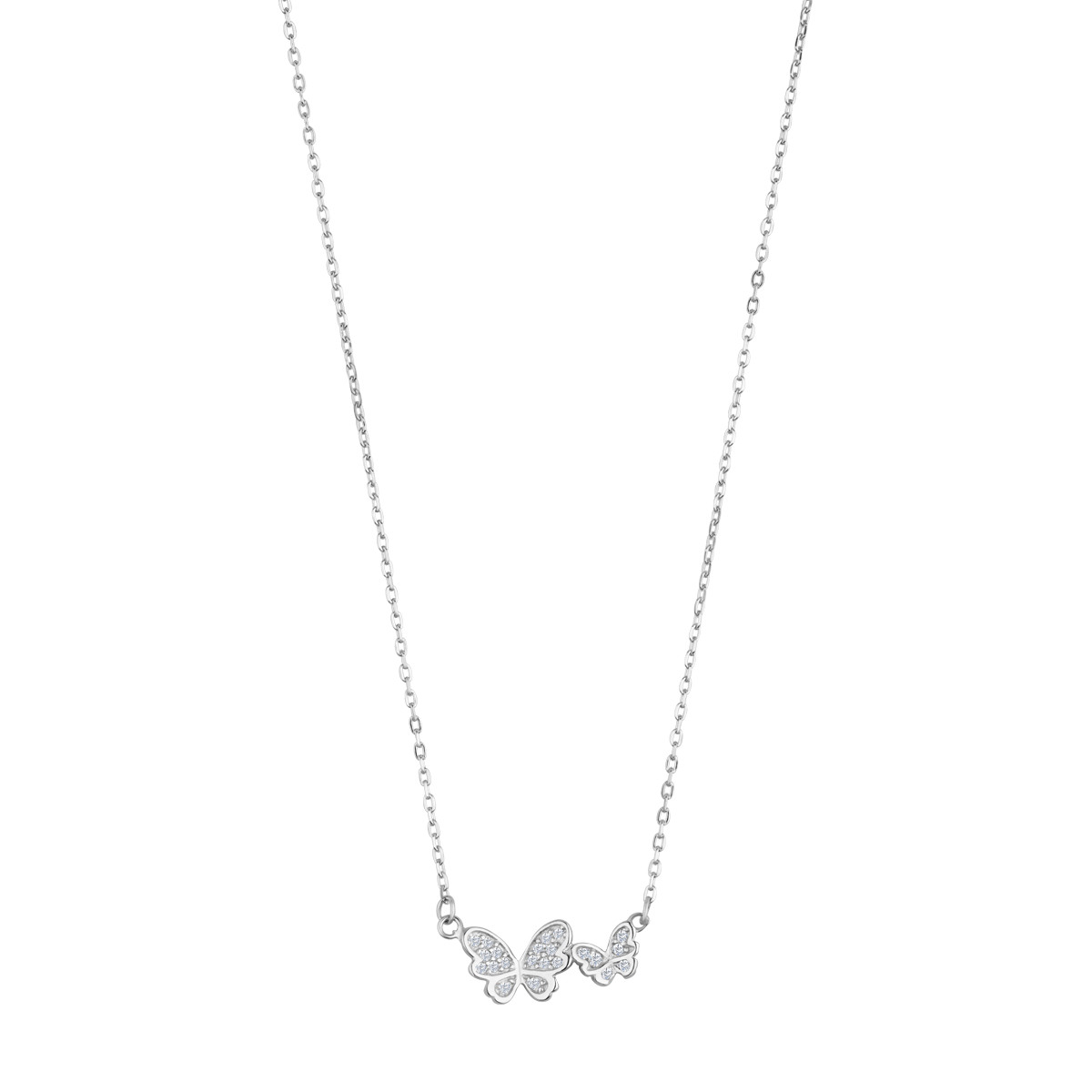 イヴ⭐︎ Naszyjnik srebrny z cyrkoniami - motyle - Unique (ANCH264