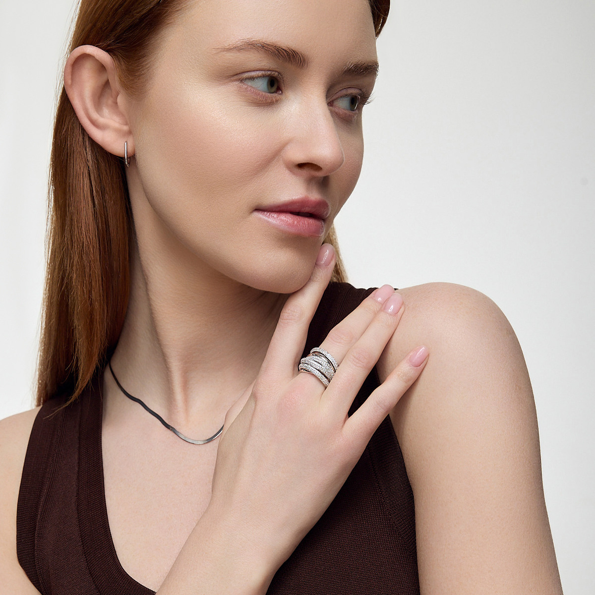 Pierścionek srebrny z cyrkoniami - Scarlet (PW54602 - 48128)