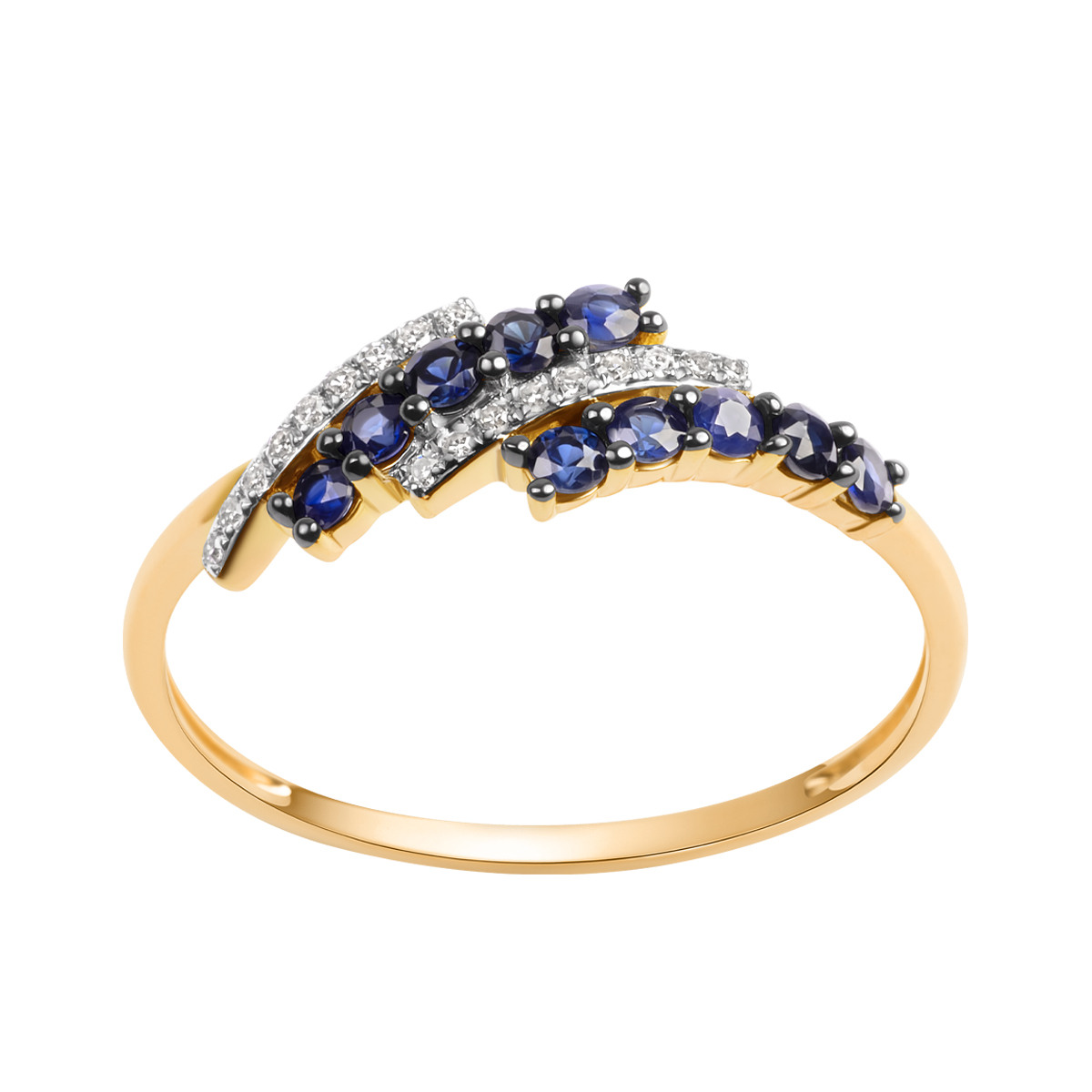 Pierścionek złoty z szafirami i diamentami (20813S - 48059)