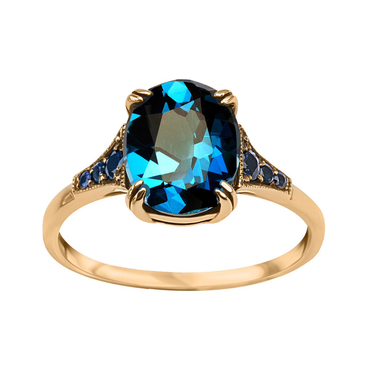 marry7様 Pierścionek złoty z topazem i szafirami - Kolekcja Wiktoriańska