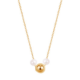 Naszyjnik złoty z perłami - kulki - Pearls