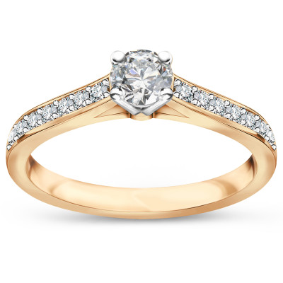 Pierścionek złoty z diamentami YES Hearts & Arrows - 0,39 ct - Éternel 