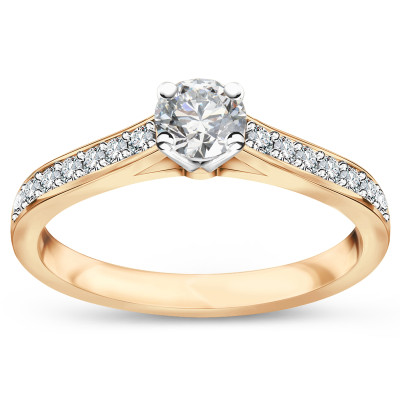 Pierścionek złoty z diamentami YES Hearts & Arrows - 0,47 ct - Éternel