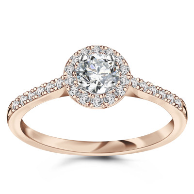 Pierścionek z różowego złota z diamentami H/SI - 0,61 ct - Metropolitan