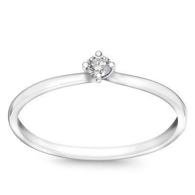 Pierścionek z białego złota z diamentem H/SI - 0,05 ct - Valentine