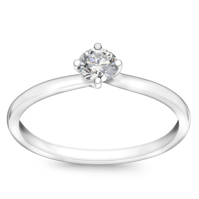 Pierścionek z białego złota z diamentem YES Hearts & Arrows - 0,20 ct - Valentine