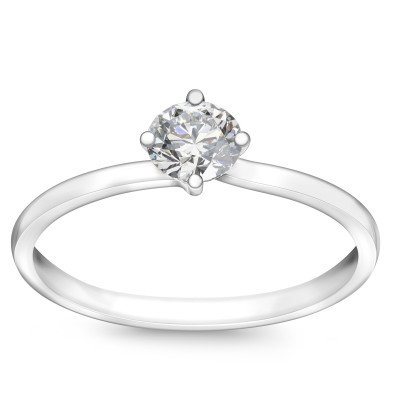 Pierścionek z białego złota z diamentem YES Hearts & Arrows - 0,33 ct - Valentine