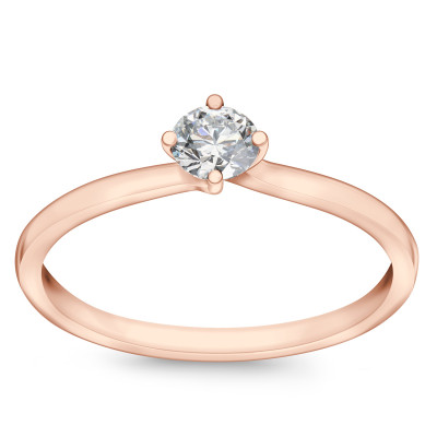 Pierścionek z różowego złota z diamentem YES Hearts & Arrows - 0,20 ct - Valentine