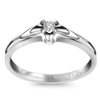 Pierścionek z białego złota z diamentem - 0,05 ct - Amore