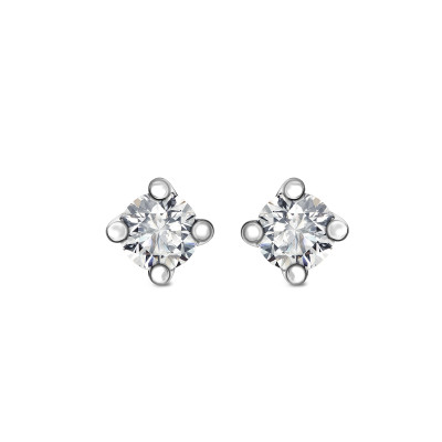 Kolczyki z białego złota z diamentami - 0,10 ct - Valentine