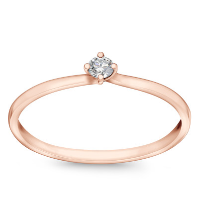 Pierścionek z różowego złota z diamentem H/SI - 0,05 ct - Valentine