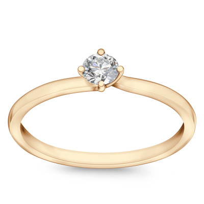 Pierścionek złoty z diamentem H/SI - 0,15 ct - Valentine