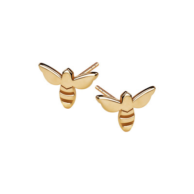 Kolczyki srebrne pozłacane - pszczoła - Queen B