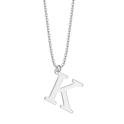Naszyjnik srebrny - litera K