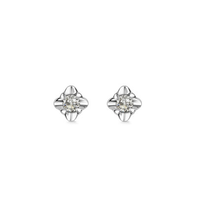 Kolczyki z dwokolorowego złota z diamentami - 0,16 ct - Amore