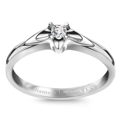 Pierścionek z białego złota z Diamentem Idealnym YES - 0,08 ct - Amore