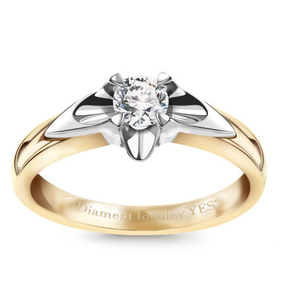 Pierścionek z dwukolorowego złota z Diamentem Idealnym YES - 0,25 ct - Amore